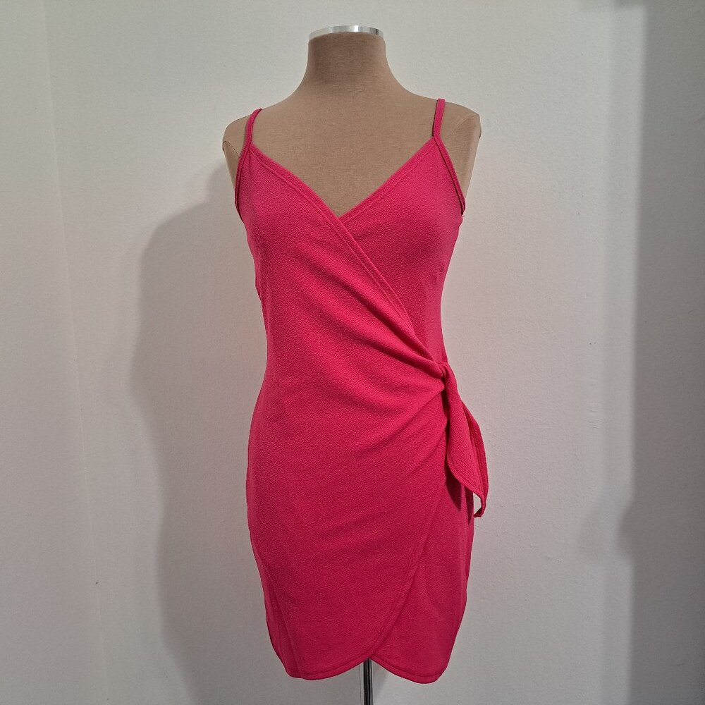 Almoust Famous Juniors Surplice Tank Dress Style V-Neckline Pink Color